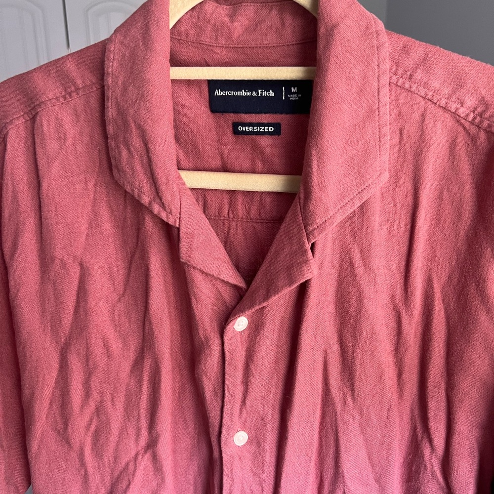 Abercrombie & Fitch Men's Oversized Linen Button Down Shirt